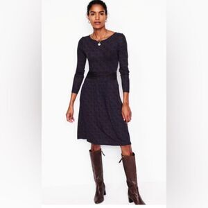 Boden Amelie Dress Size 12 UK16 Long Sleeve Fall Winter Office Casual Blue